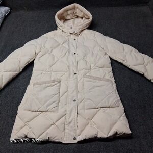 Lauren Ralph‎ Lauren Down Filled Parka Jacket Women Sz Medium Creme Hooded